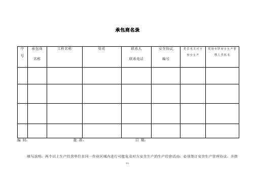 承包商管理台账