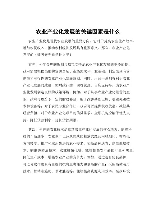 农业产业化发展的关键因素是什么