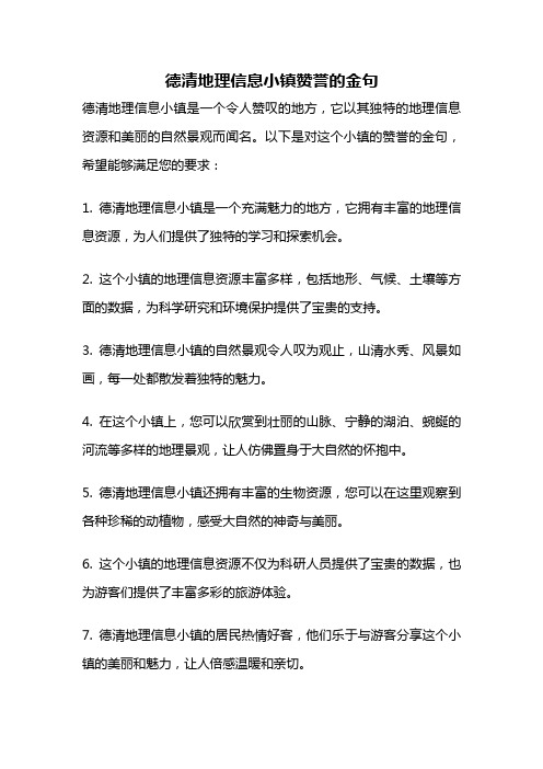 德清地理信息小镇赞誉的金句