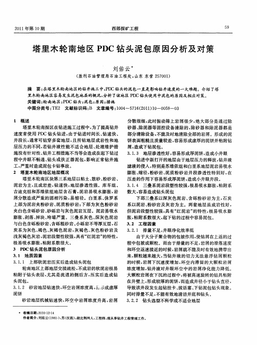 塔里木轮南地区PDC钻头泥包原因分析及对策