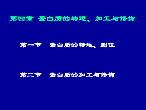 第四章  蛋白质的转运、加工与修饰概论