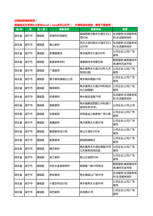 2020新版湖北省咸宁市通城县装修公司工商企业公司商家名录名单黄页联系方式电话大全31家