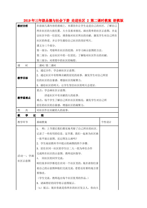 (小学教育)2019年三年级品德与社会下册 走进社区 2 第二课时教案 浙教版