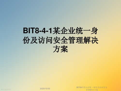 BIT841某企业统一身份及访问安全管理解决方案