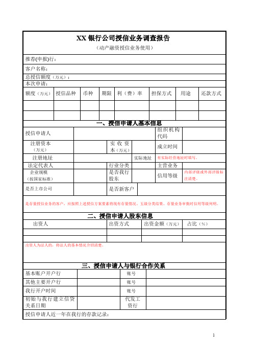 银行公司授信业务调查报告(动产融资)2