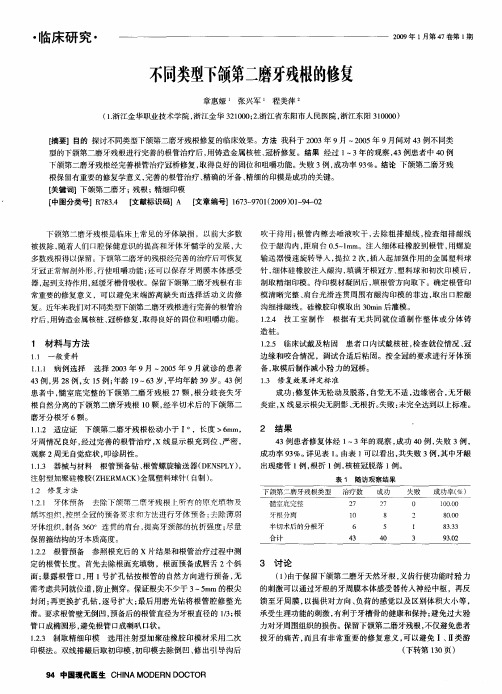 不同类型下颌第二磨牙残根的修复