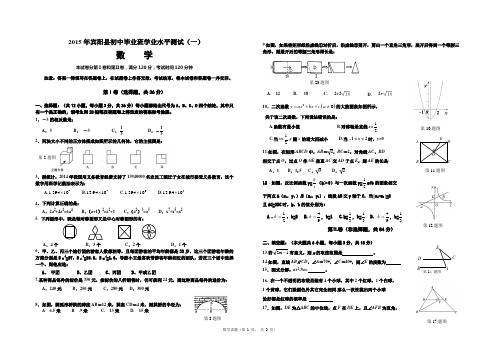 2015年南宁市宾阳县数学第一次适应性考试试卷