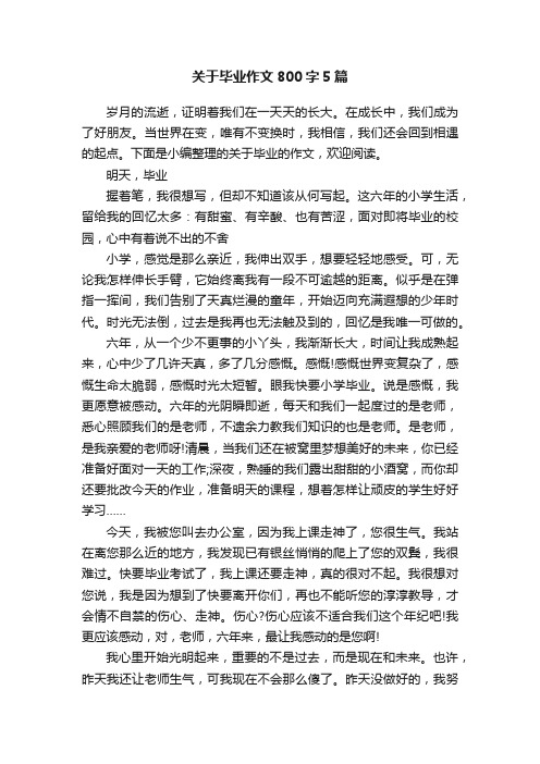 关于毕业作文800字5篇