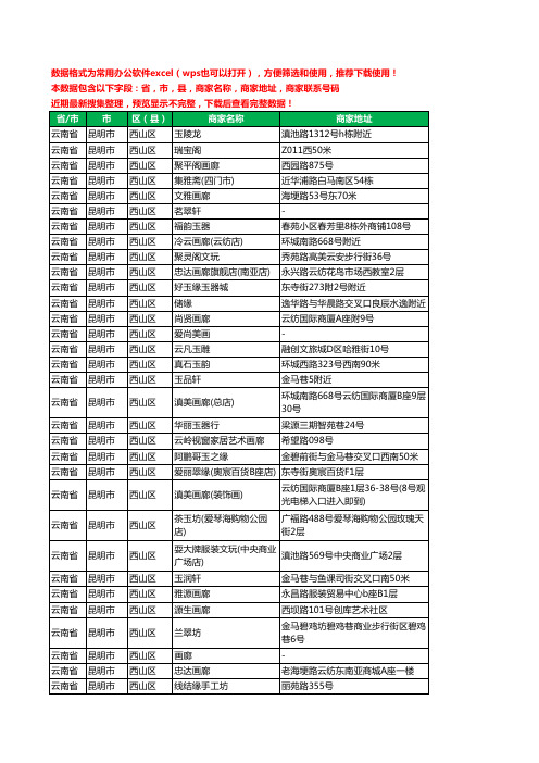 2020新版云南省昆明市西山区古玩工商企业公司商家名录名单联系电话号码地址大全46家