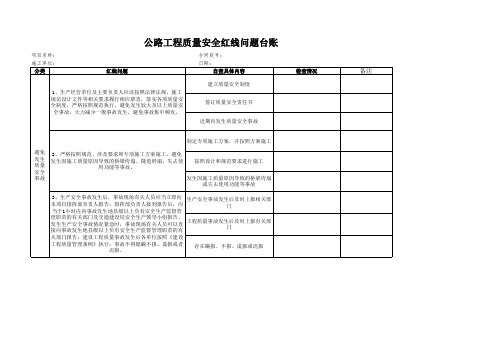 专项行动“红线问题“台账