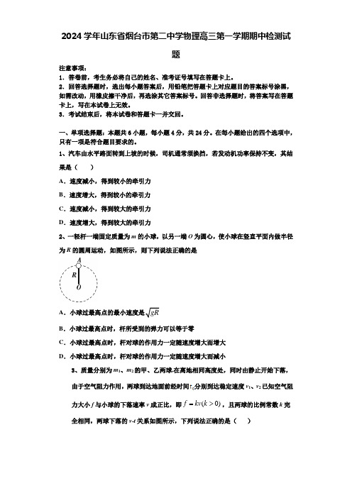 2024学年山东省烟台市第二中学物理高三第一学期期中检测试题含解析