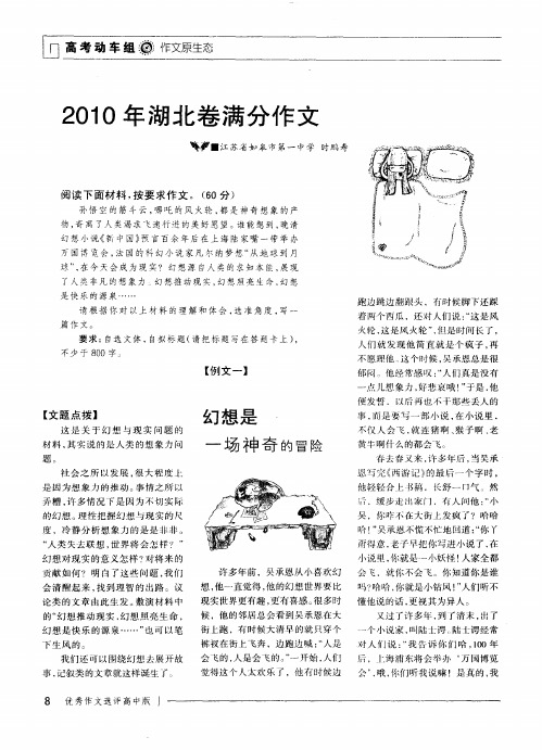 2010年湖北卷满分作文