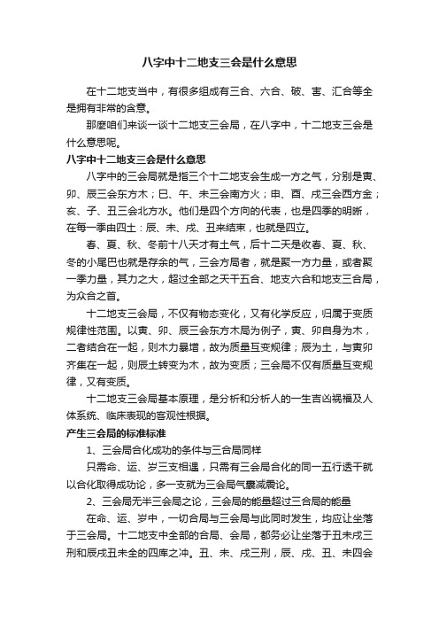 八字中十二地支三会是什么意思