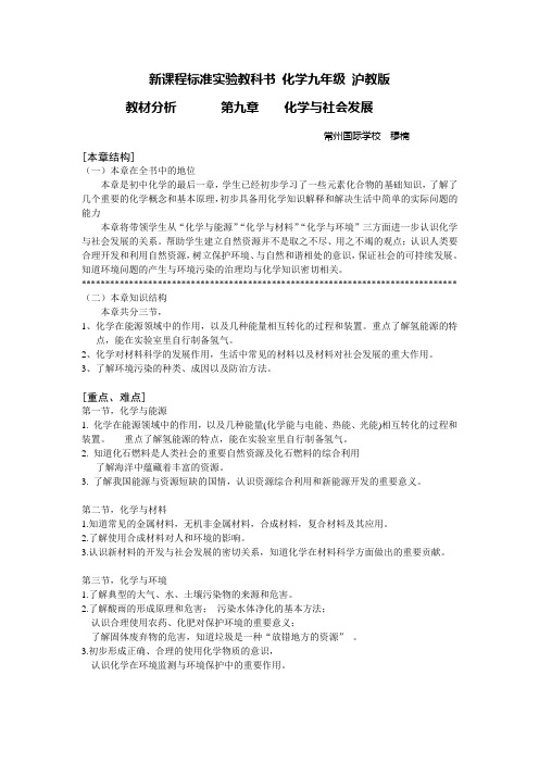 新课程标准实验教科书 化学九年级 沪教版