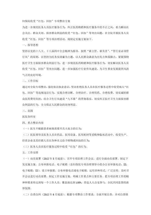 妇保院收受“红包、回扣”专项整治方案.docx