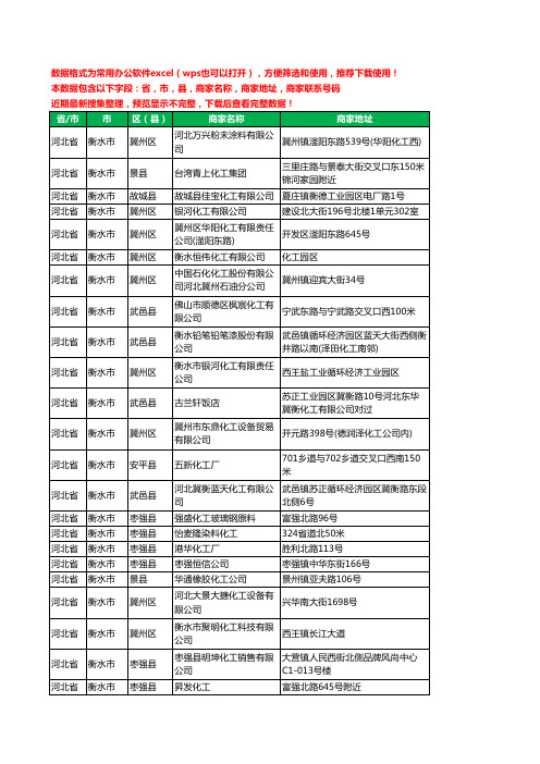 2020新版河北省衡水市化工厂工商企业公司商家名录名单联系电话号码地址大全92家