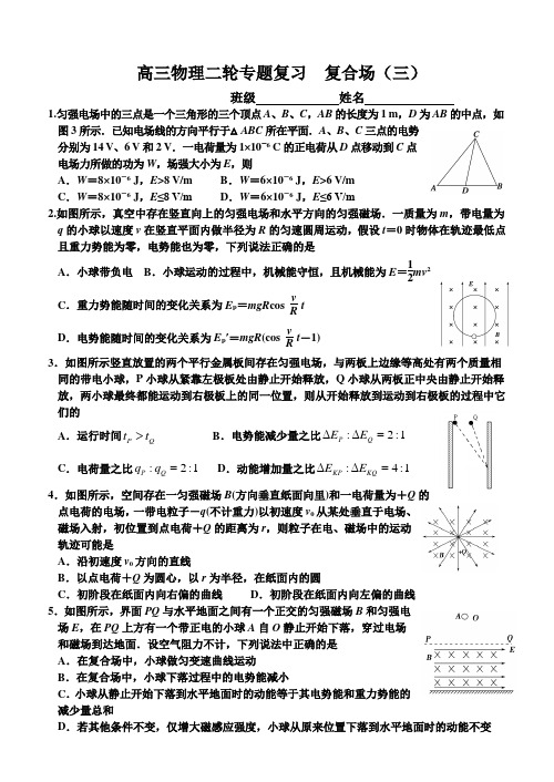 高三物理二轮专题复习  复合场(三)(含答案)