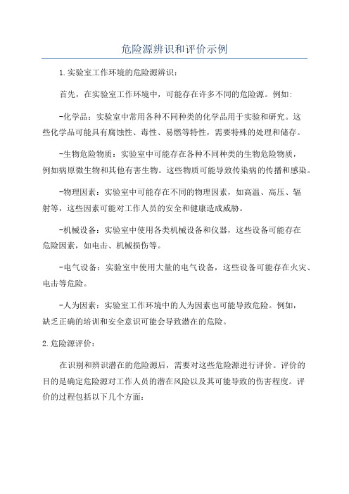 危险源辨识和评价示例