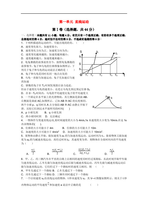 高三物理第一轮复习单元测试第一单元 直线运动