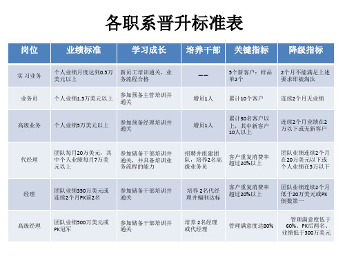 各职系晋升标准表