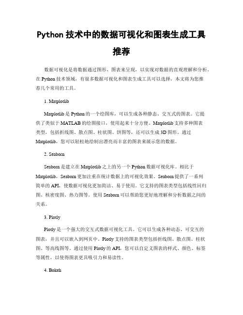 Python技术中的数据可视化和图表生成工具推荐