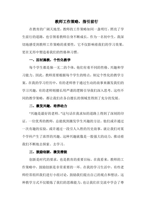 教师工作策略,指引前行