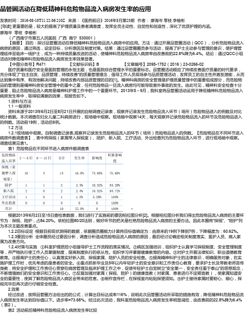 品管圈活动在降低精神科危险物品流入病房发生率的应用