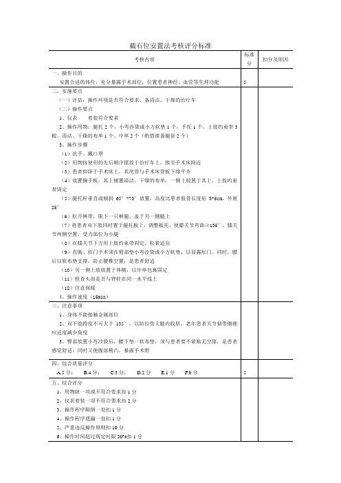 截石位安置法考核评分标准