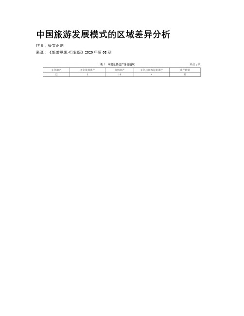 中国旅游发展模式的区域差异分析