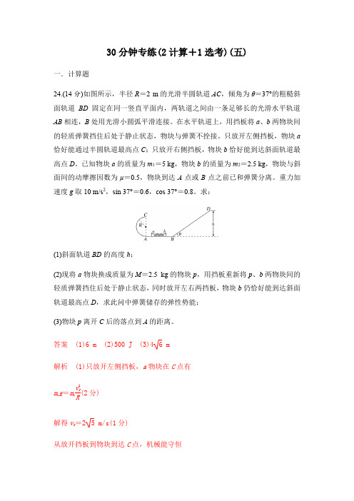 专练05 计算+选修(解析版)-2020年高考物理30分钟限时专项专练