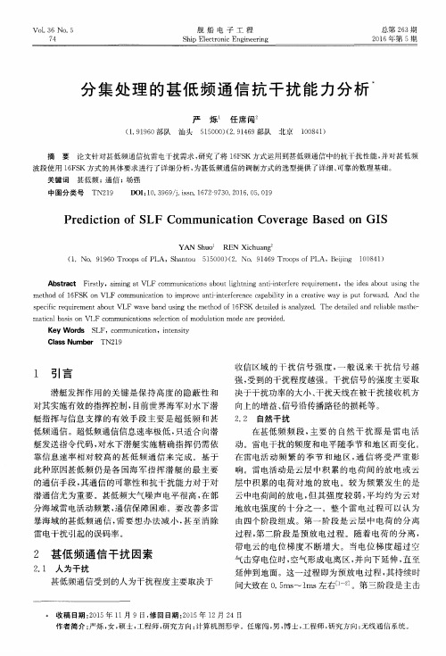 分集处理的甚低频通信抗干扰能力分析