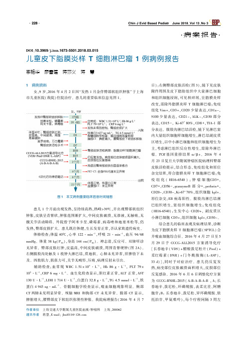 儿童皮下脂膜炎样T细胞淋巴瘤1例病例报告