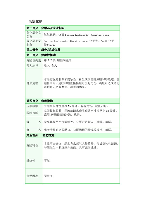 氢氧化钠安全技术说明书