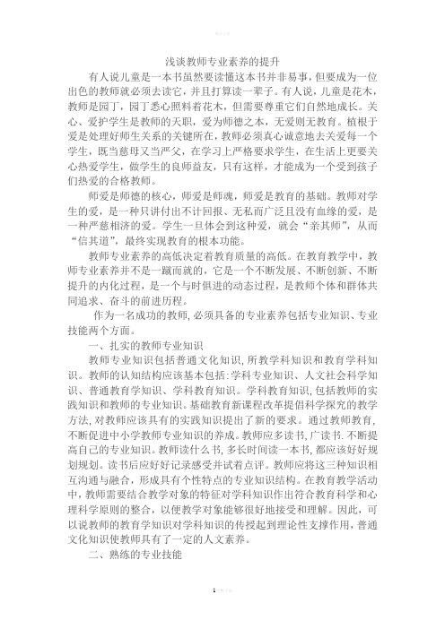 浅谈教师专业素养的提升