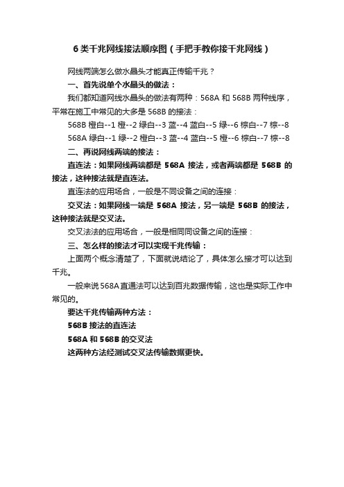 6类千兆网线接法顺序图（手把手教你接千兆网线）