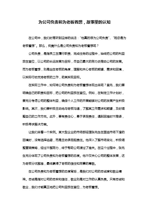 为公司负责和为老板着想,故事里的认知