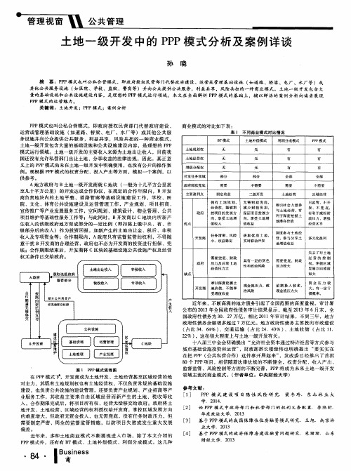 土地一级开发中的PPP模式分析及案例详谈