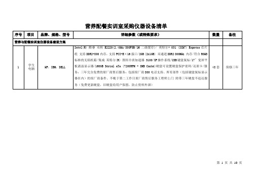 营养配餐实训室仪器设备清单