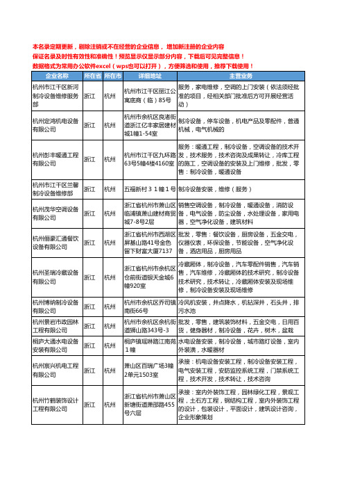 新版浙江省杭州制冷设备安装工商企业公司商家名录名单联系方式大全201家