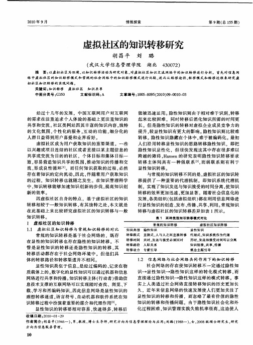 虚拟社区的知识转移研究