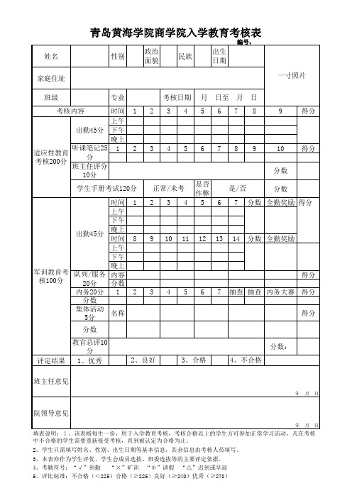 军训考核表