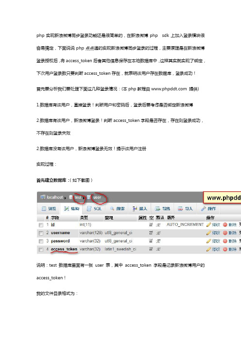 php实现新浪微博同步登录(代码及教程)