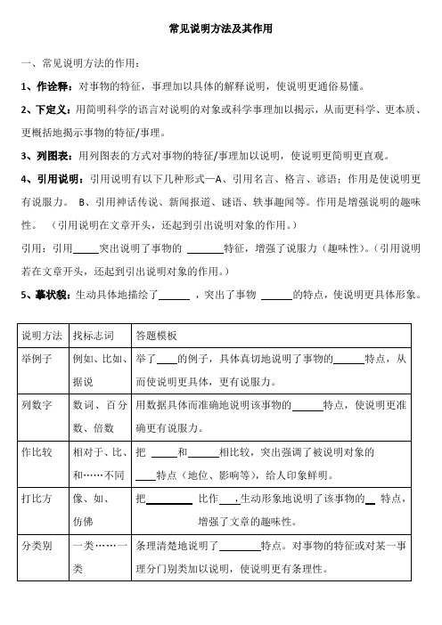 常见说明方法及其作用