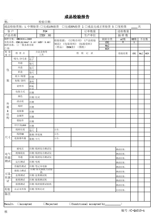 成品检验报告(原版)