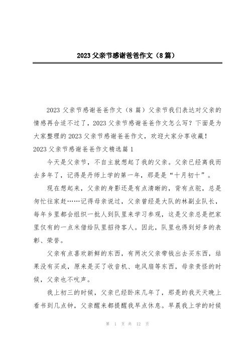 2023父亲节感谢爸爸作文(8篇)