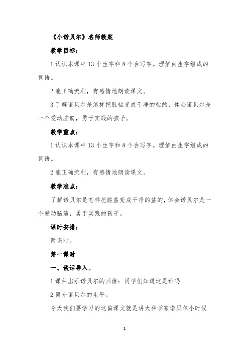 《小诺贝尔》名师教案