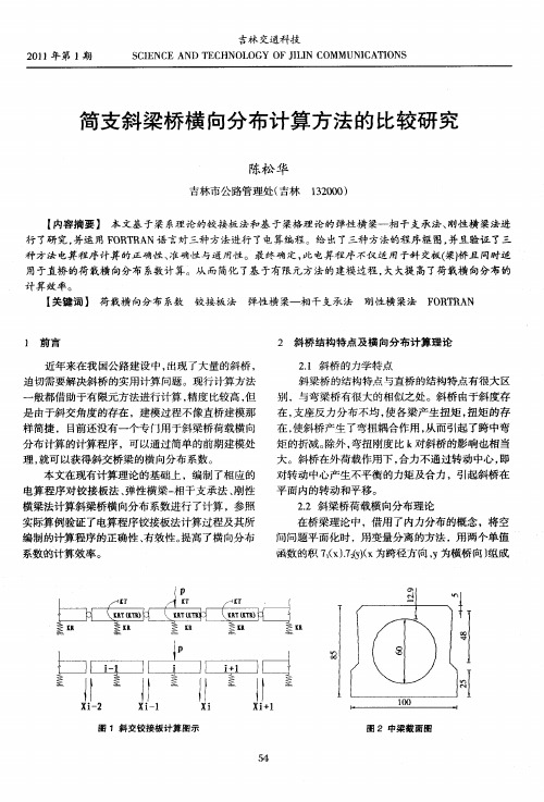 简支斜梁桥横向分布计算方法的比较研究