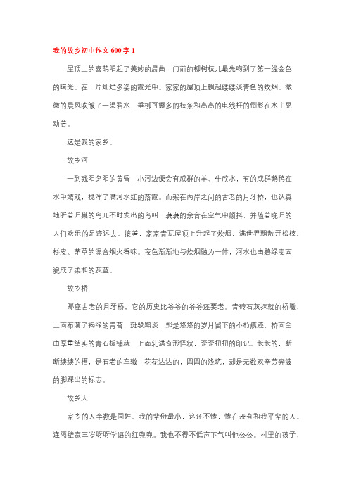 我的故乡作文500字的600字左右七年级