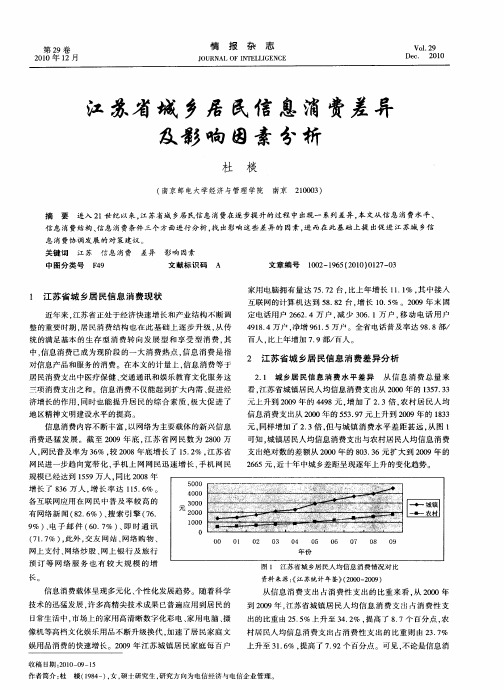 江苏省城乡居民信息消费差异及影响因素分析