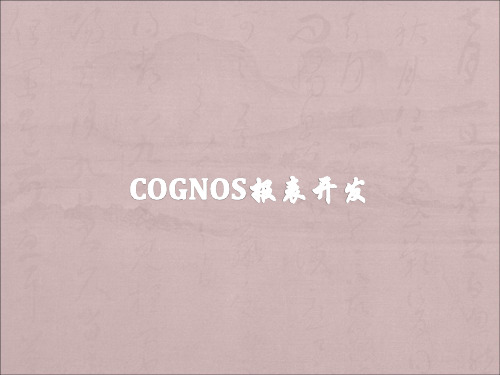 Cognos报表开发